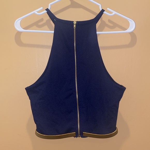 SEDUCTIONS By Sirens Gold Waist Chain Band Crop Tank Top - Picture 2 of 5